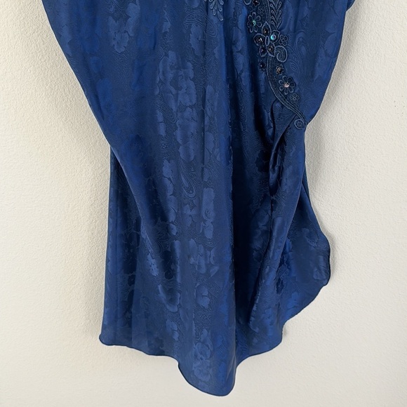 NWT Vintage Victoria’s Secret Navy Jacquard Print Slip Dress Top - Picture 4 of 9